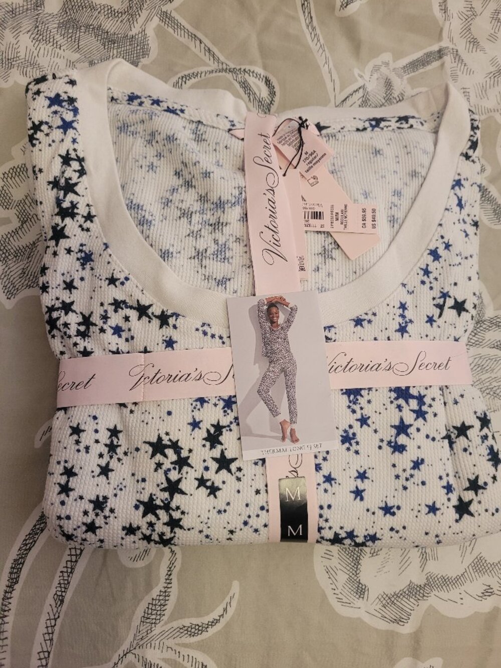 Victoria's Secret Cotton Thermal PJ Set Size Medium NWT